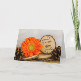 Tarjeta De Agradecimiento Naranja Rústico Daisy Woodland Boda Gracias