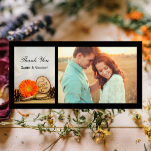 Tarjeta De Agradecimiento Naranja Rústico Daisy Woodland Boda Gracias