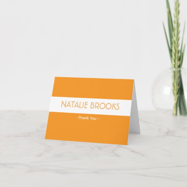 Tarjeta de agradecimiento naranja sofisticada y el (Anverso)