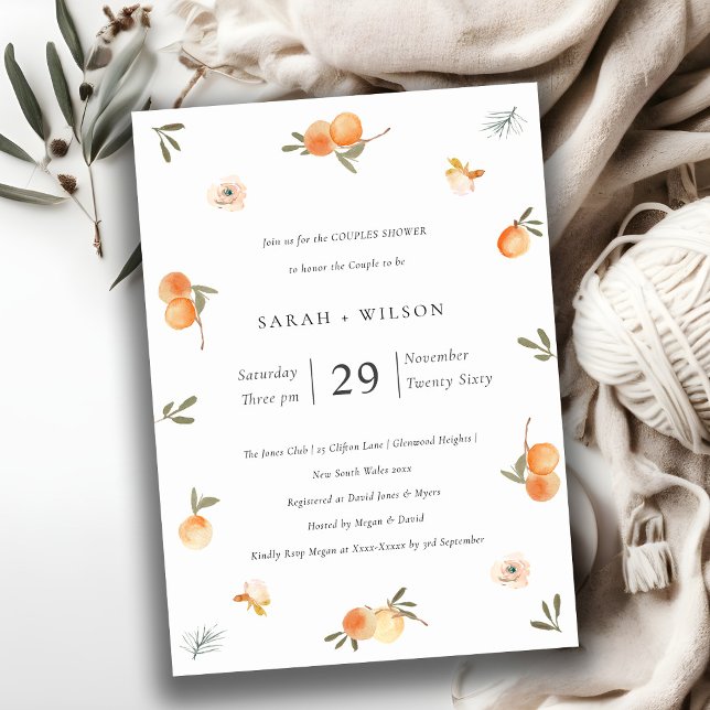 Tarjeta De Agradecimiento Naranja suave suave floral Boho Parejas Ducha Invi (Subido por el creador)