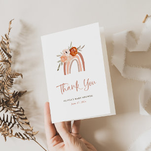 Tarjeta De Agradecimiento Naranja Terracotta Boho   Arcoiris