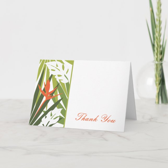 Tarjeta de agradecimiento naranja Tropical Floral (Anverso)