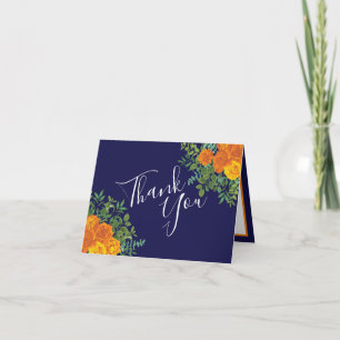 Tarjeta De Agradecimiento Naranja y Boda Rosa de Marina Azul Gracias
