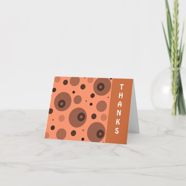 Tarjeta De Agradecimiento Naranja y Círculos Marrones Gracias (Anverso)