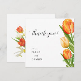 Tarjeta De Agradecimiento Naranja y Cream Tulip Boda