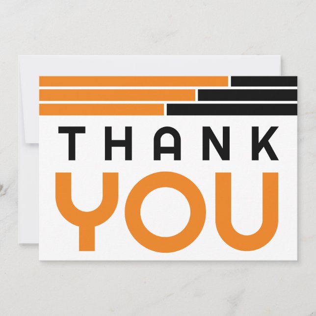Tarjeta De Agradecimiento Naranja y Fiesta Grad Black Bars (Anverso)