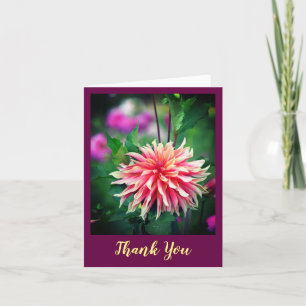 Tarjeta De Agradecimiento Naranja y flor rosa de Dahlia