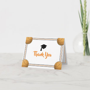 Tarjeta De Agradecimiento Naranja y negro Gracias Graduación