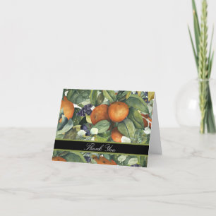 Tarjeta De Agradecimiento Naranja y uvas con vegetación Gracias