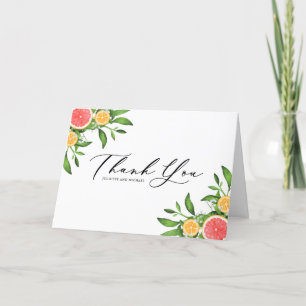Tarjeta De Agradecimiento Naranjas acuarelas y Bouquet de pomelo