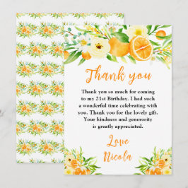 Tarjeta De Agradecimiento Naranjas Cumpleaños Citrus