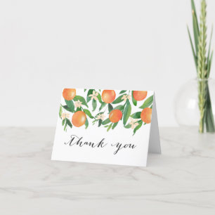 Tarjeta De Agradecimiento Naranjas de Citrus Black Calligraphy Shower
