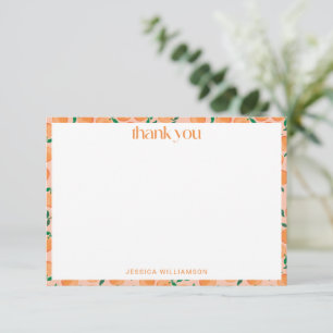 Tarjeta De Agradecimiento Naranjas de Verano Frutas Acuarela Rosa Baby Showe