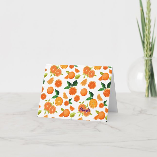 Tarjeta De Agradecimiento Naranjas, Naranjas tropicales, costa, cítricos (Anverso)