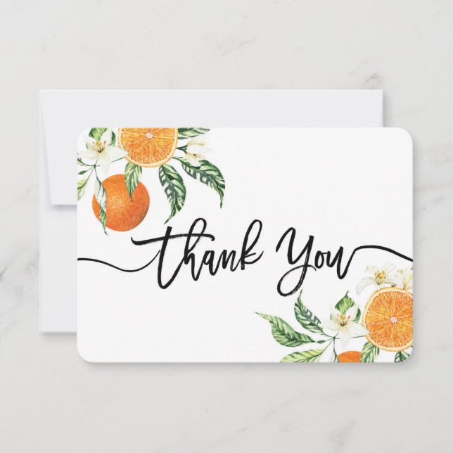 Tarjeta de agradecimiento Naranjas preciosas (Anverso)