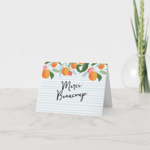 Tarjeta De Agradecimiento Naranjas y Hojas Costeras Gracias