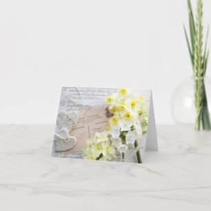 Tarjeta De Agradecimiento narciso, corazones con escritura, carta de agradec