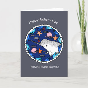 Tarjeta De Agradecimiento Narwhal siempre te ama feliz día del padre