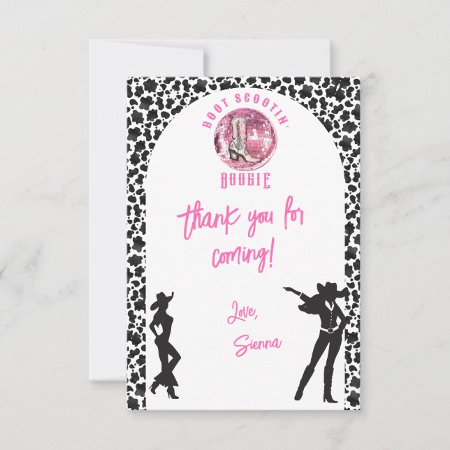 Tarjeta De Agradecimiento Nashville Cowgirl Disco Rodeo Bachelorette Weekend (Anverso)