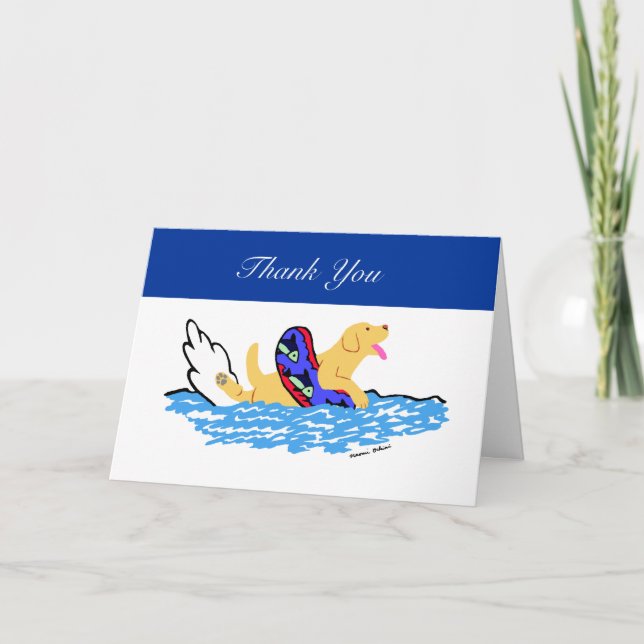 Tarjeta De Agradecimiento Natación en el Labrador Amarillo (Anverso)