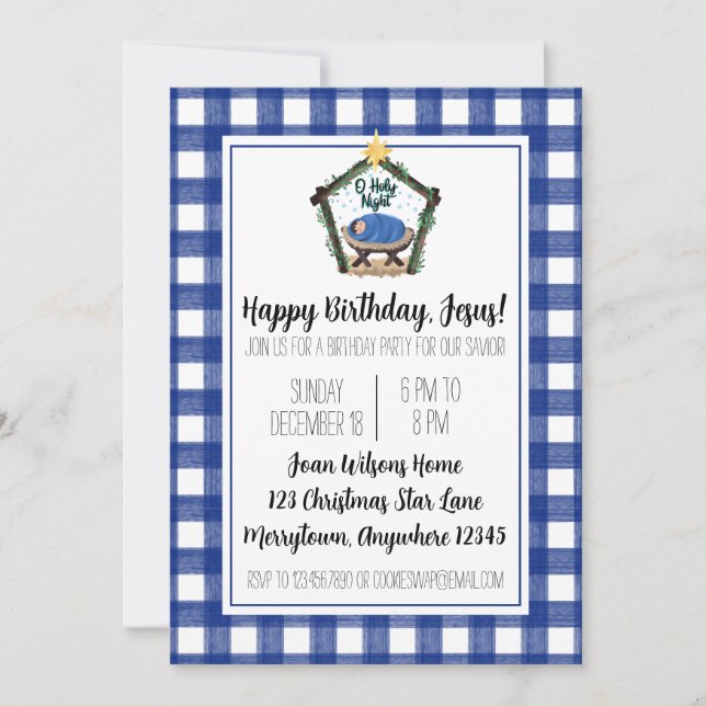 Tarjeta De Agradecimiento Natividad Feliz Cumpleaños Jesús Navidades Fiesta (Anverso)