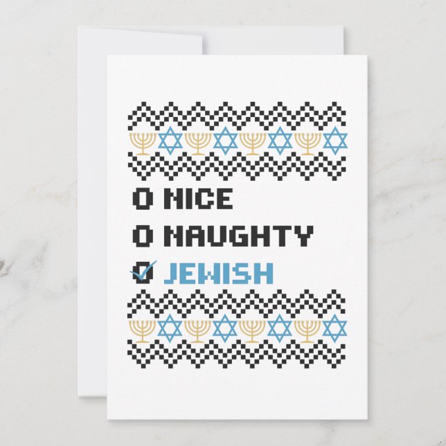 Tarjeta De Agradecimiento Naughty Nice Jewish Santa Christmas Ugly Sweater (Anverso)