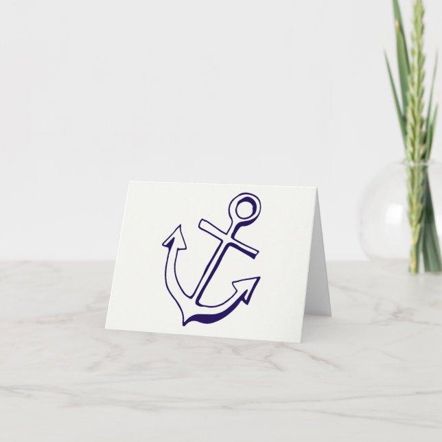 Tarjeta De Agradecimiento Náutica Azul cadera Anchor Sailor Hola Gracias (Anverso)
