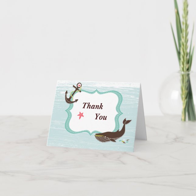 Tarjeta de agradecimiento náutica con ancla y rehe (Anverso)