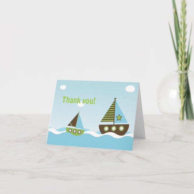 Tarjeta De Agradecimiento Náutica Náutica Niño Baby Shower Gracias (Anverso)