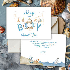Tarjeta De Agradecimiento Nautical Ahoy es un niño Baby Shower