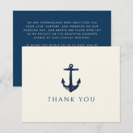Tarjeta De Agradecimiento Nautical Anchor Boda Azul de la Marina Moderna