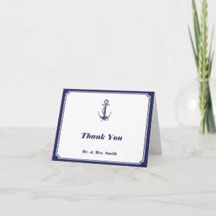 Tarjeta De Agradecimiento Nautical Anchor on Navy gracias