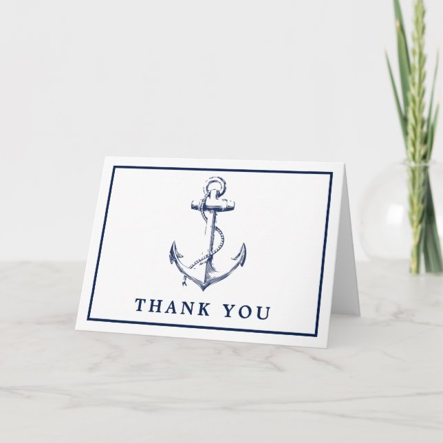 Tarjeta De Agradecimiento Nautical Anchor Simple Photo White (Anverso)