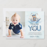 Nautical Blue Boat Teddy Bear Boy Fotos de cumplea