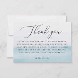 Tarjeta De Agradecimiento Nautical Blue Boy Baby Shower | Elegant Script