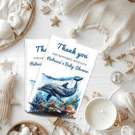 Tarjeta De Agradecimiento Nautical Blue Boy Under Sea Baby Shower