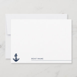 Tarjeta De Agradecimiento Nautical Bote Name Anchor Boating Personalizado