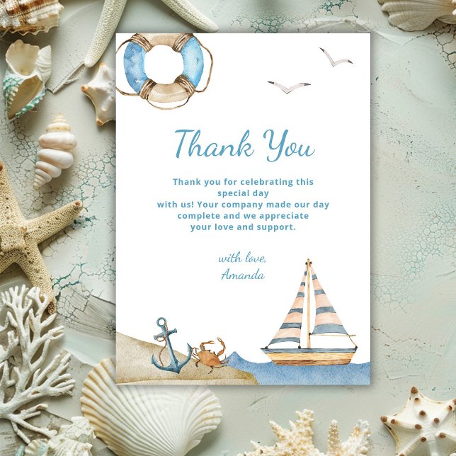 Tarjeta De Agradecimiento Nautical Boy Baby Shower (Subido por el creador)