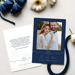 Tarjeta De Agradecimiento Nautical Heart Rope Navy White Photo You
