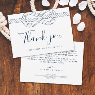Tarjeta De Agradecimiento Nautical Rope Knot Boda moderno