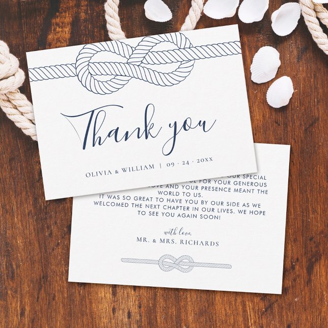Tarjeta De Agradecimiento Nautical Rope Knot Boda moderno (Subido por el creador)