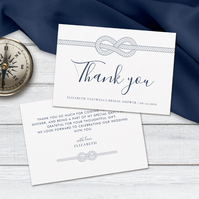 Tarjeta De Agradecimiento Nautical Rope Knot Modern Bridal Shower (Subido por el creador)