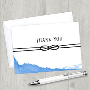 Tarjeta De Agradecimiento Nautical Rope Ocean Blue Watercolor Gracias
