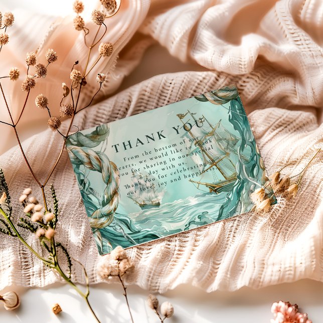 Tarjeta De Agradecimiento Nautical Rope Voyage Wedding (Subido por el creador)