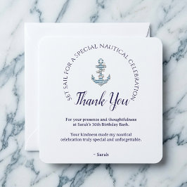 Tarjeta De Agradecimiento Nautical Striped Anchor Birthday Party 