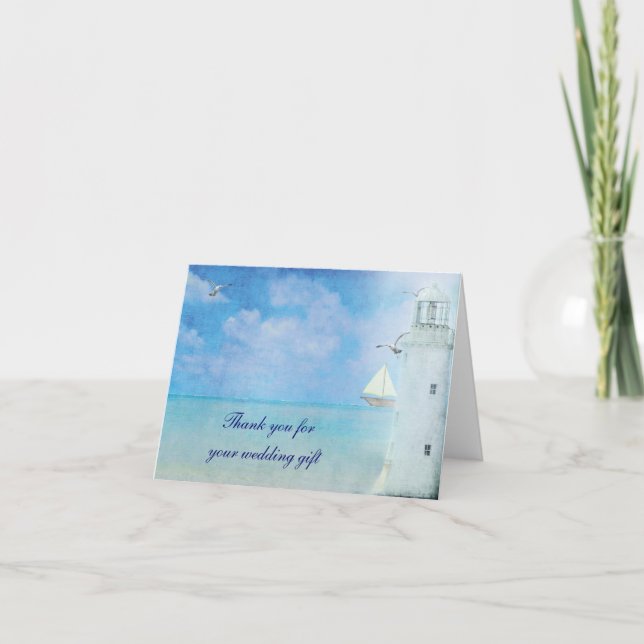 Tarjeta De Agradecimiento Náutico gracias por regalo de boda (Anverso)
