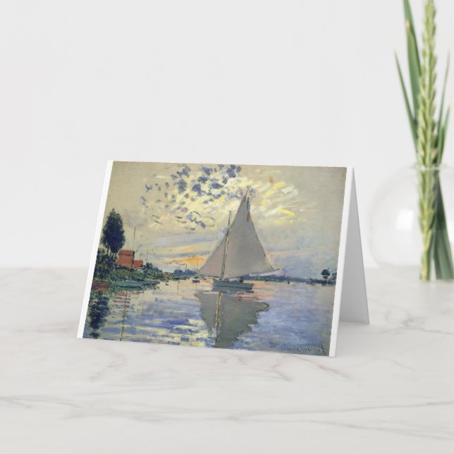 Tarjeta De Agradecimiento Navegación del agua del barco de Monet en (Anverso)