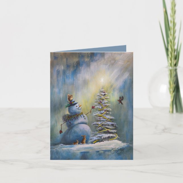 Tarjeta De Agradecimiento Navidad Alegre Pequeña (Anverso)