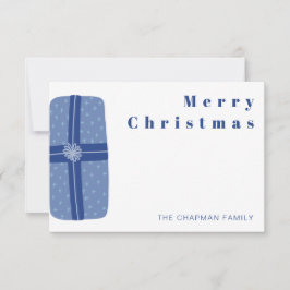 Tarjeta De Agradecimiento Navidad Azul Día Festivo Familia Gracias