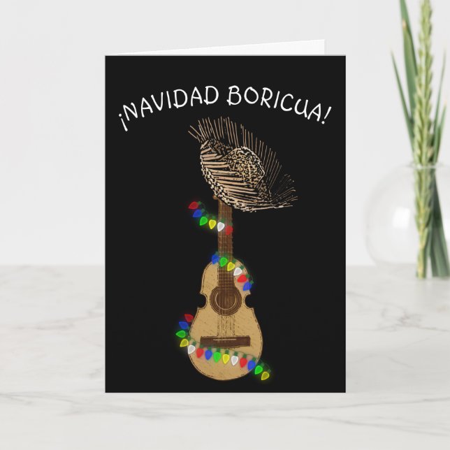 Tarjeta De Agradecimiento Navidad Boricua Cuatro Puertorriqueno (Anverso)